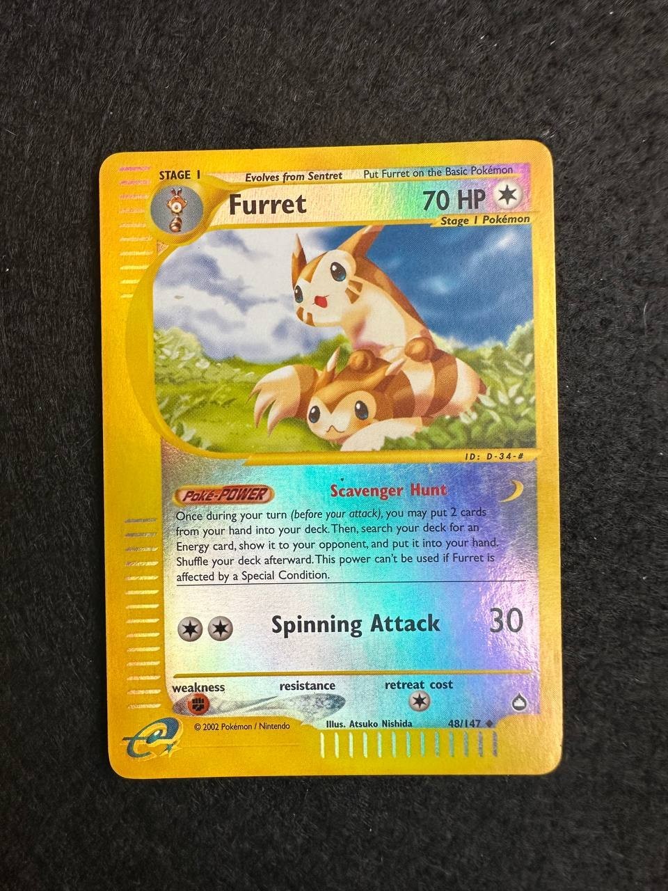FURRET 48/147 AQUAPOLIS REVERSE HOLO POKEMON CARD ENG OLD RARE exc+ .