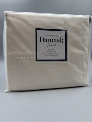 Charter Club 550 Thread Count Cotton - Sheet Set- Natural -Queen- New