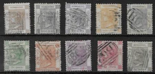 HONG KONG 1863-71. PART SET, 10 of 12, GOOD USED. CROWN CC WATERMARKS.    (E914)