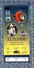 Ziggy Palffy G#51 Ticket 4-5-1996 Isles Sens Brent Severyn fight Dennis Vial (2)