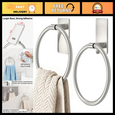 Brushed Nickel Hand Towel Ring Set - 2 Pack Bathroom Towel Holders, Stylish  Du