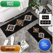 Nuanchu 2 Pcs Western Aztec Bathroom Rugs Boho Aztec Bath Mat Non Slip