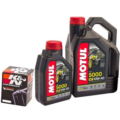 Motul 5000 10W40 Engine Oil 5L & K&N Oil Filter Fits Kawasaki KLX450R 2010