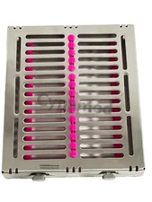 1 GERMAN DENTAL AUTOCLAVE STERILIZATION CASSETTE RACK TRAY FOR INSTRUMENT (PINK)