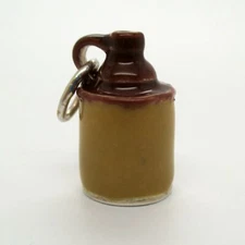 Sterling Silver LITTLE BROWN JUG Charm for Bracelet PENDANT Liquor POTTERY Cool!
