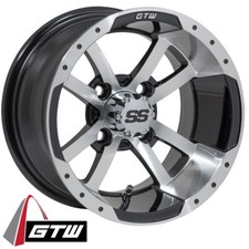 GTW Storm Trooper Golf Cart Machined / Black 12x7 Wheel 3:4 offset ET-.25