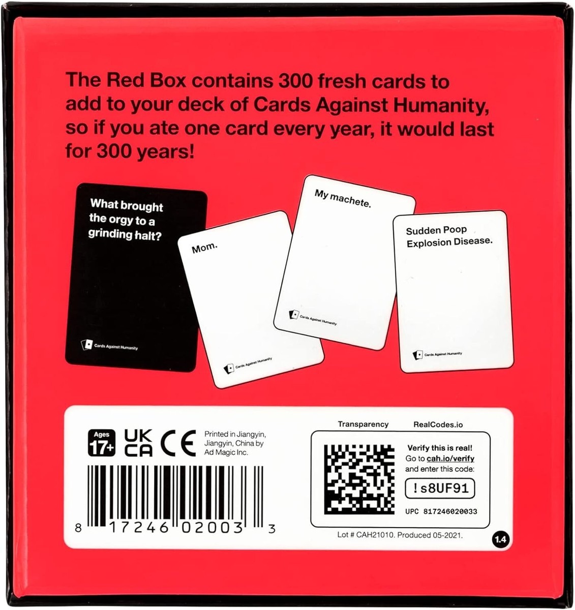 Cards Against Humanity Red Box 300 Card Expansion Deck Set