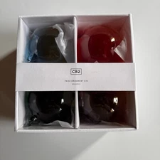 CB2 Faise Round Ombre Multicolor Glass Christmas Tree Ornaments - Set of 4