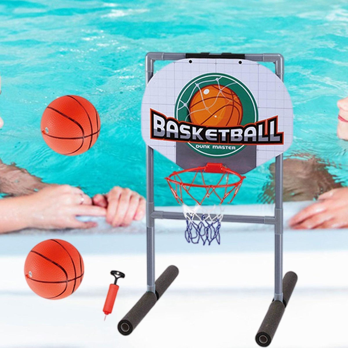 Floating Pool Basketball Hoop Swimming Basketball Hoop with Balls and Pump  Pool