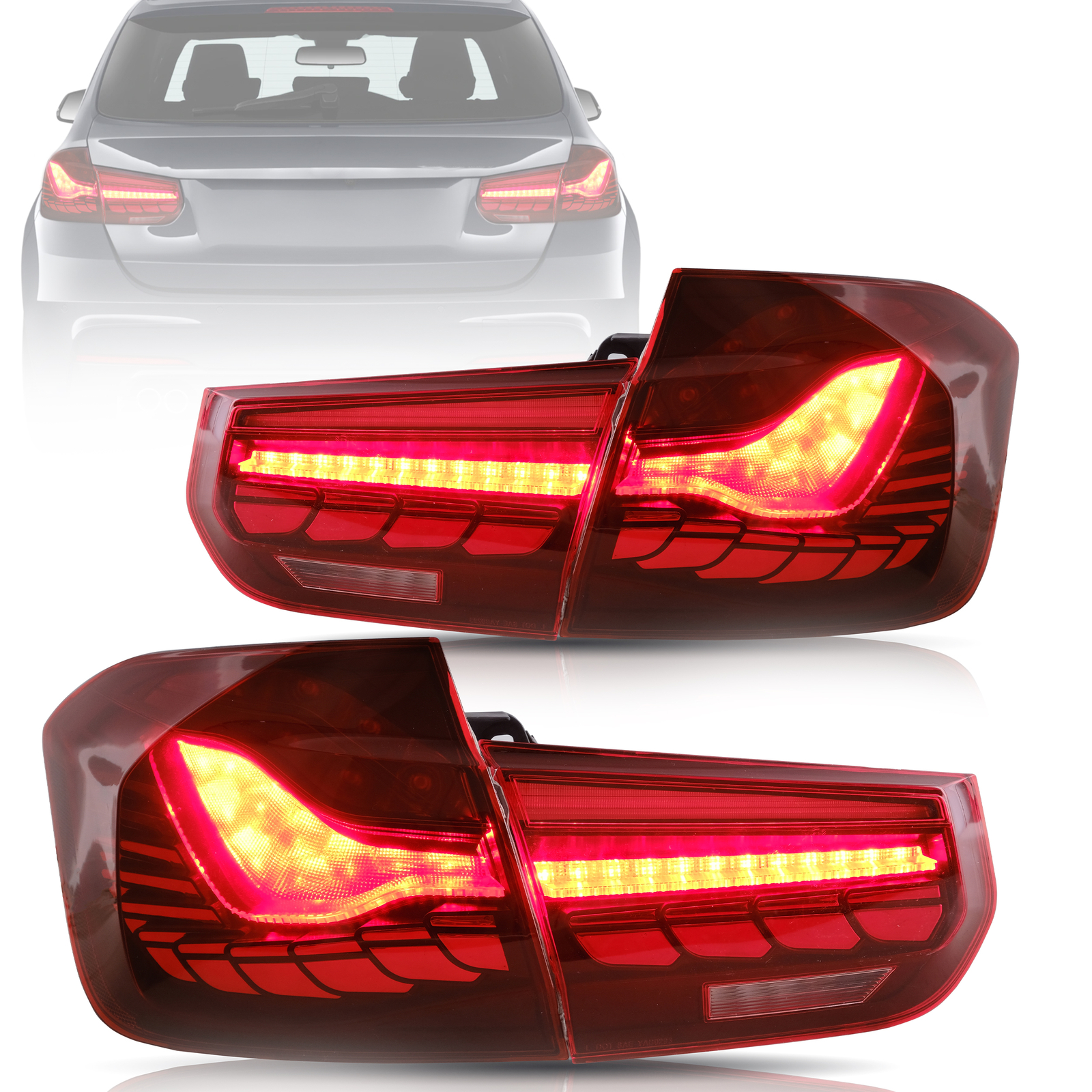 Feux arrière LED rouge VLAND pour BMW Série 3 F30 avec clignotants séquentiels