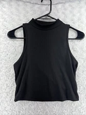 SHEIN Essnce Solid Tank Top Size 6 M Medium Black Womens