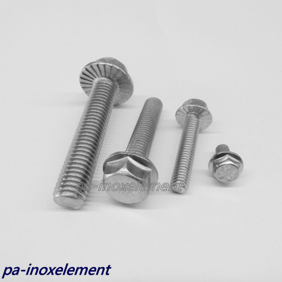 Tornillos de brida hexagonales DIN 6921 acero inoxidable VA M5 M6 M8 M10 con diente de bloqueo