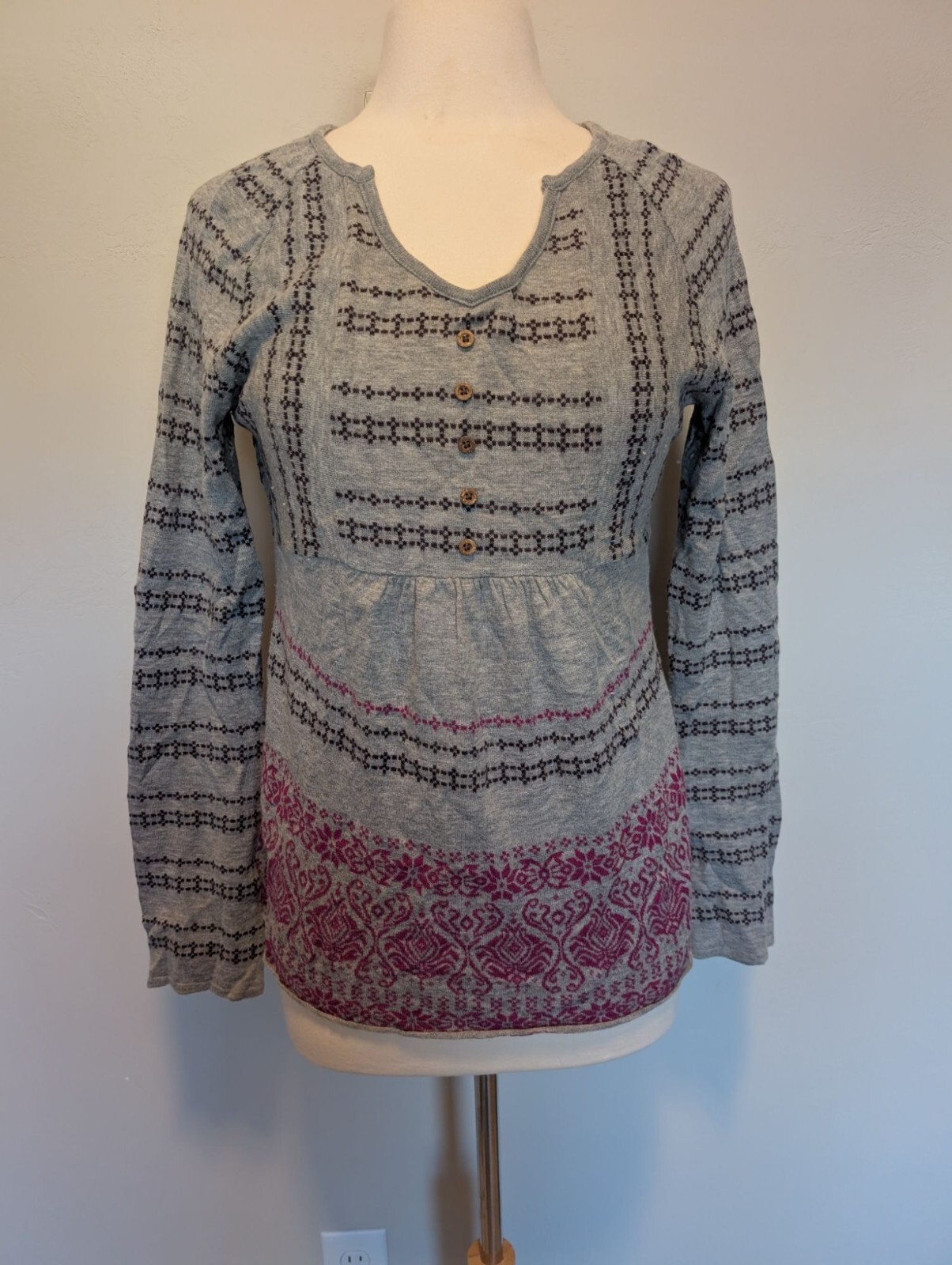 North Face Large Wool Blend Knit Pullover Sweater Baby Doll Size