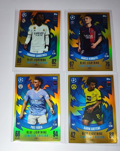 Blue Lightning Limited Edition BL1 BL2 BL3 BL4 Topps India Match Attax 23/24  - Afbeelding 1 van 7