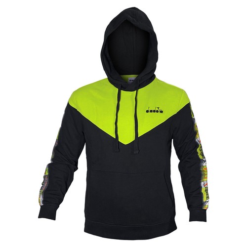 Sweat à Capuche Homme Diadora Big Logo - Noir - Coton - Taille Régulière - 177089
