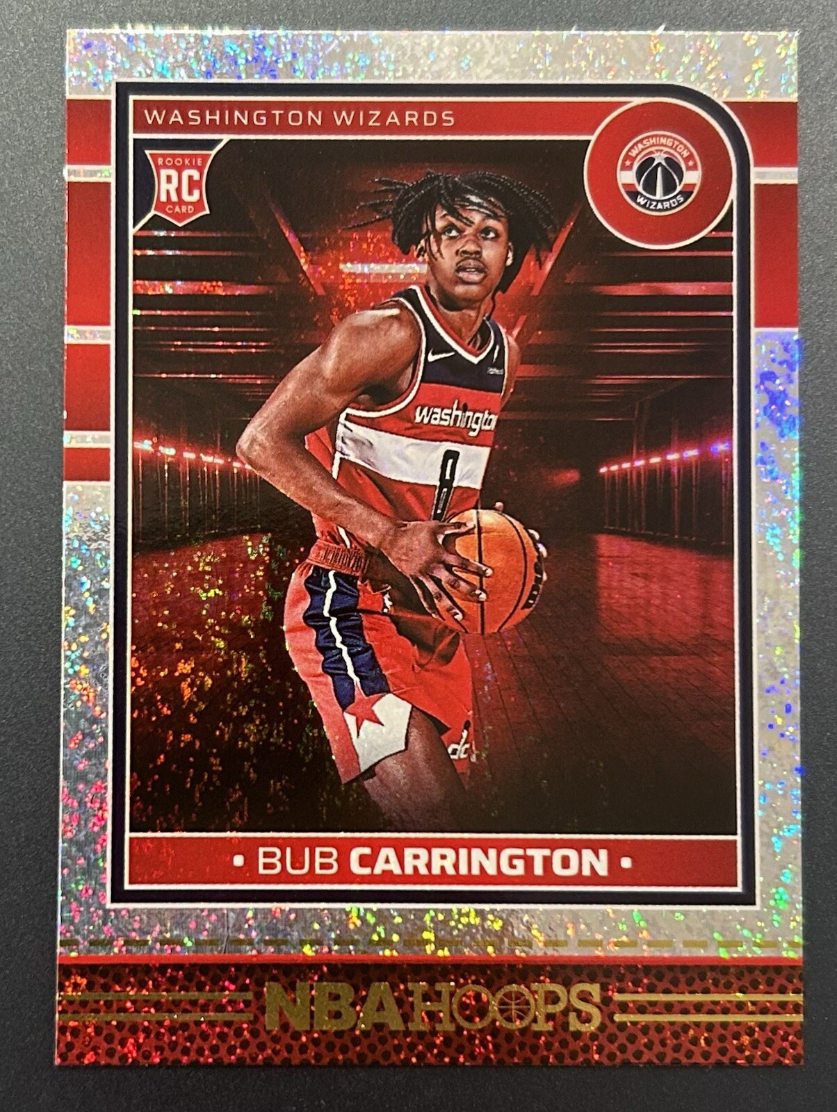 2024-25 Panini NBA Hoops RC #244 Bub Carrington Impulse Rookie Wizards