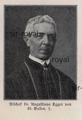 Dr. Augustine Egger - Bishop of St. Gall Switzerland - 1906 ~5x7cm -