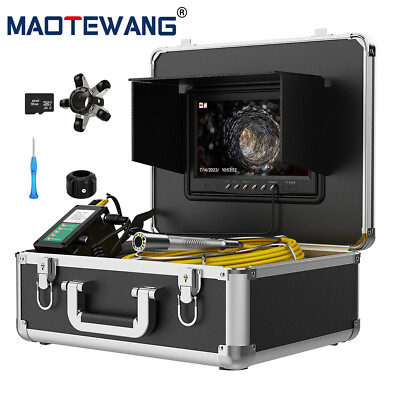 9'' Monitor DVR 40M Drain Sewer Pipe Endoscope Self Leveling 512HZ Signal Camera