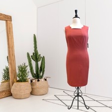 Nine West Women's 14 Sleeveless Square Neck Sheath Suit Dress Cinnamon Orange