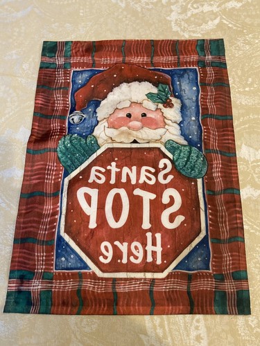 Santa Stop Here Decorative Flag Smiling Smiling Santa IndoorOutdoor 18.5x12.5 - Picture 7 of 7