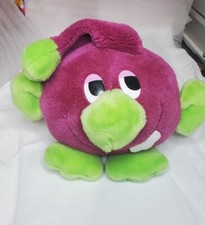 Smiling Grape Purple  Green Vintage Plush 8" Princess Soft Toy 80s 90s Read    