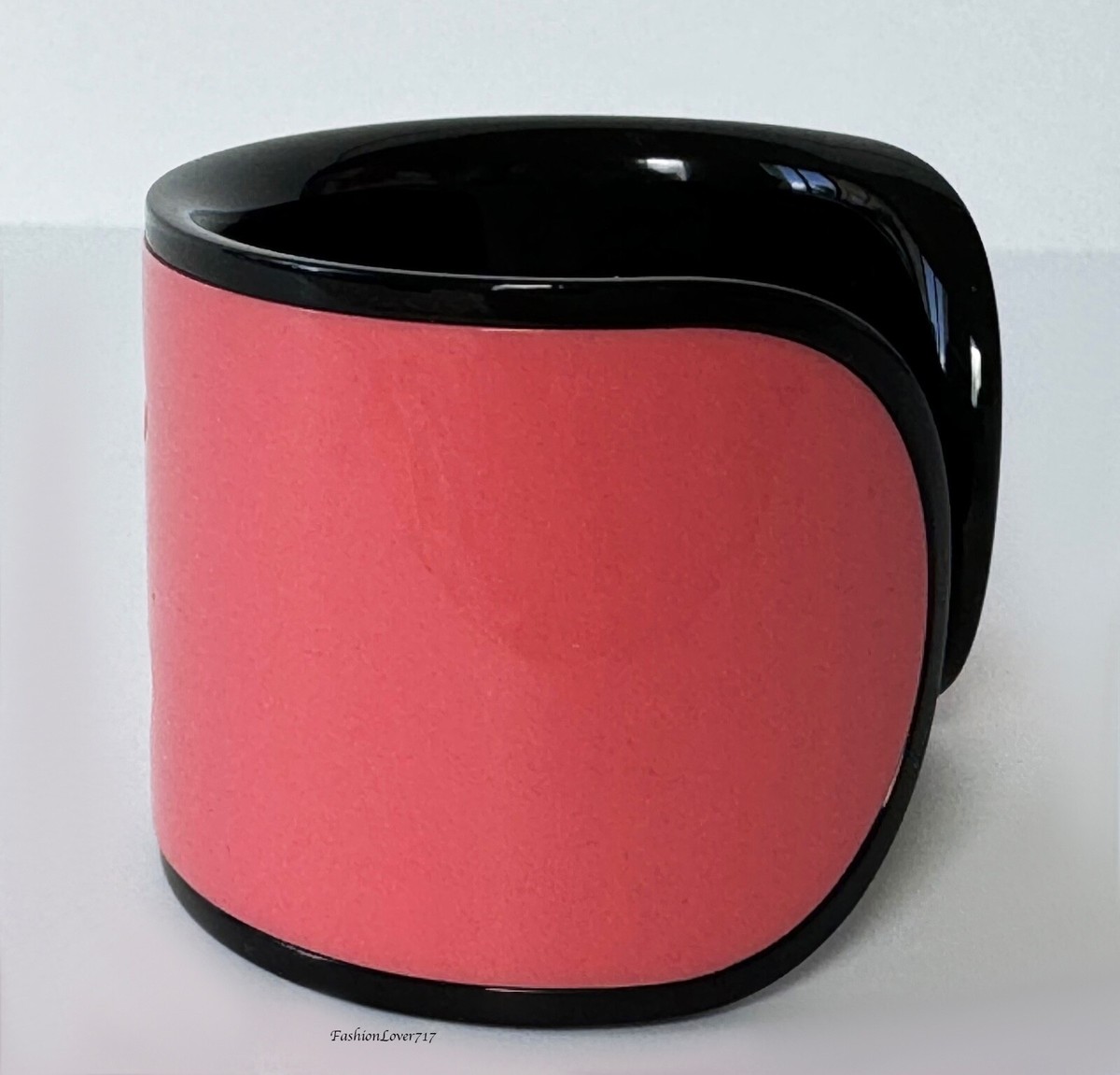 NEW 23C CHANEL PINK BLACK CC LOGO WIDE RESIN CUFF BRACELET NEW 23C CHANEL PINK BLACK CC LOGO WIDE RESIN CUFF BRACELET