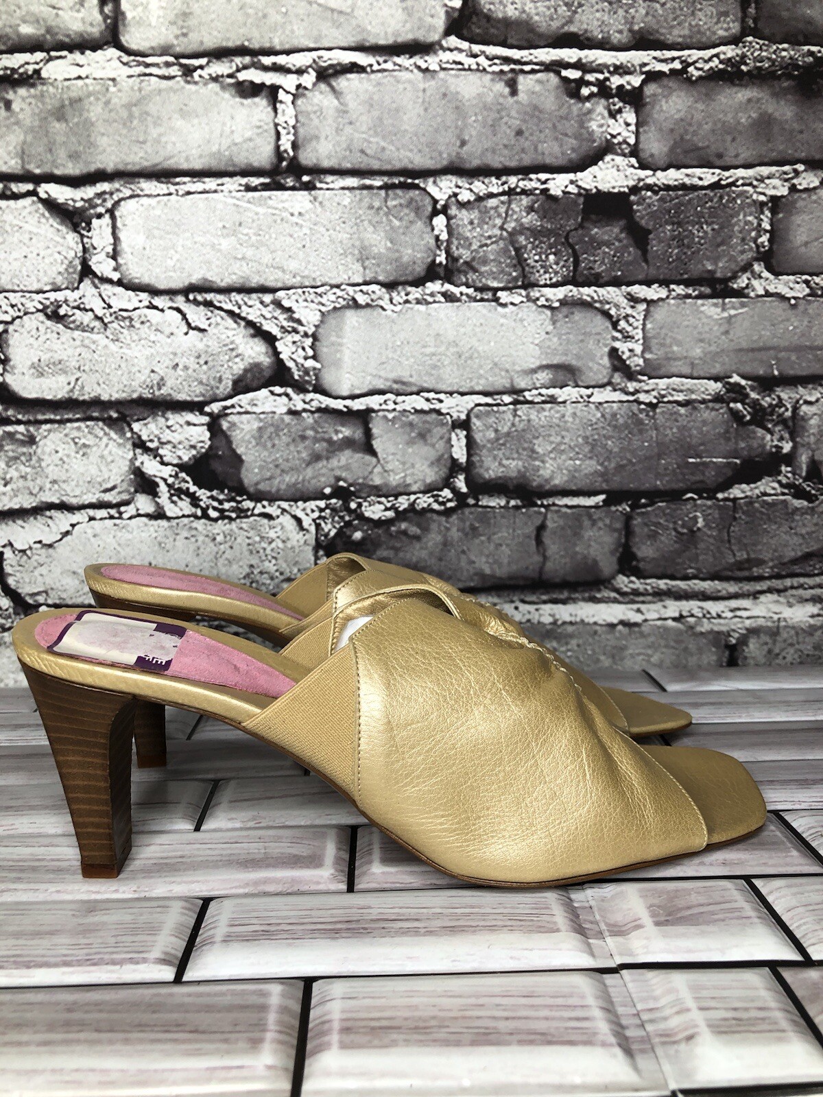 APL Sandali donna tacco alto punta aperta pelle oro metallizzato Sesto Meucci 8 5M US 39EU