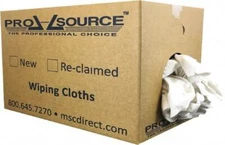 25 Lb Box PRO-SOURCE Virgin White Cotton T-Shirt Cloth Shop Rags