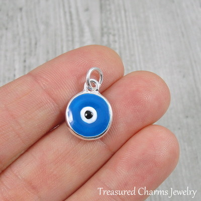 Silver and Blue Evil Eye Charm - Protection Talisman Amulet Pendant NEW