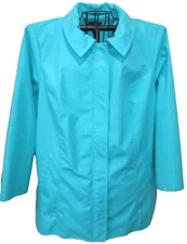 Dennis Brasso Aqua Teal Wind/Rain Weather Trench Coat Plus Size 2X Women's NWOT