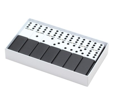 Premium Dominoes Double 6 Six Jumbo Size Acrylic 2 Tone Tile Black & White