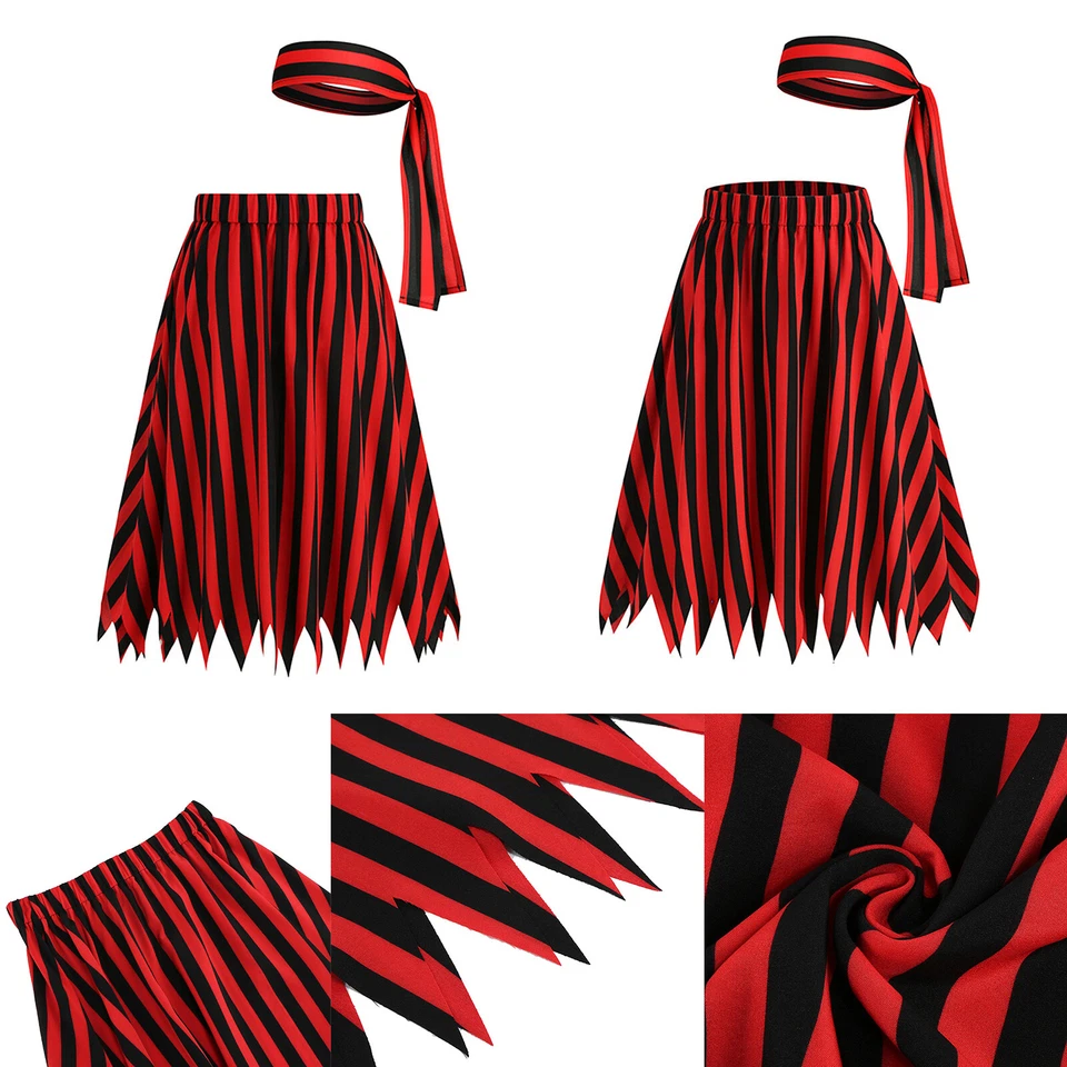 Женщин в полоску юбка наряд неравномерный кромки пират костюм стимпанк комплект женщины - Изображение 3 из 3