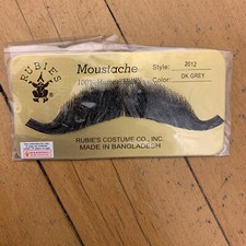 HUMAN HAIR EUROPEAN MOUSTACHE COSTUME MUSTACHE DARK GREY 2012