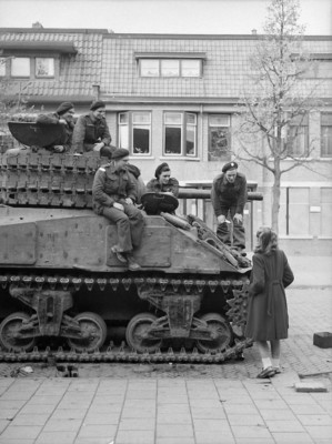 WW2 Photo WWII Canadian M4 Sherman Tank Crew Netherlands World War