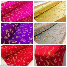 £7.99 CHINESE ORIENTAL BUTTERFLY BROCADE SILKY SATIN DRESS FABRIC 44" wide M57