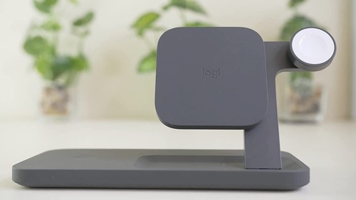 Logitech Powered Wireless dock station for iPhone iWatch and AirPods Graphite UK - Picture 4 of 10
