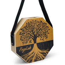 POGOLAB Two-tone Cajon Portable Travel Wooden Drum with Adjustable Strap