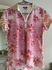 Bogner Floral Polo Short Sleeve Shirt Pink Size M/L