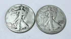 WALKING LIBERTY HALF DOLLAR LOT OF 2 - 90% SILVER CIRCULATED COINS #8680