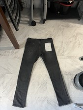 Mens Black Dark Wash Skinny Slim Fit Distress...