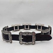 Nocona Belt Womens XL Brown Leather Silver Tone Rectangle Conchos Cowgirl
