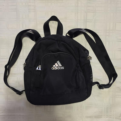 adidas Mini Black Polyester Kids Backpack Mesh Side Pockets Zip 10x10x5''