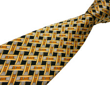 New, Never Worn, Gorgeous and Elegant Silk Tie, Gold/Black, Made in USA, LONG