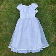 Formal Dress Girls 8 White Wedding Flower Communion Tulle Roses Jona Michelle