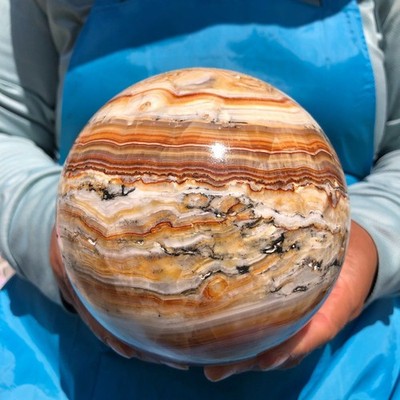 6.22LB Natural Striped Agate Ball Quartz Crystal Sphere reiki healing