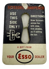 Vintage Esso Promotional Give Away Cardboard Scissors Sharpener