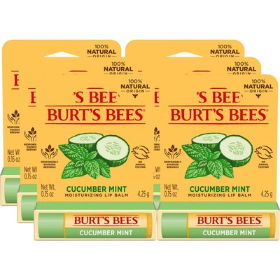 Burt's Bees Lippenbalsam Gurke & Minze 100% natürlich feuchtigkeitsspendend 4,25g - 2 Packungen