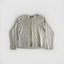 Vintage Karen Scott Cardigan Sweater Cream Floral Hand Knit Read Description