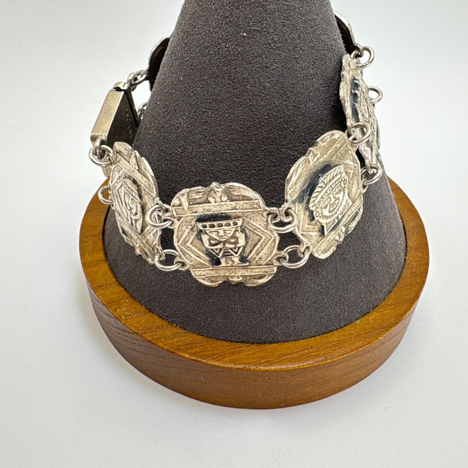 VTG Solid Sterling Silver 925 Aztec Native Design… - image 2