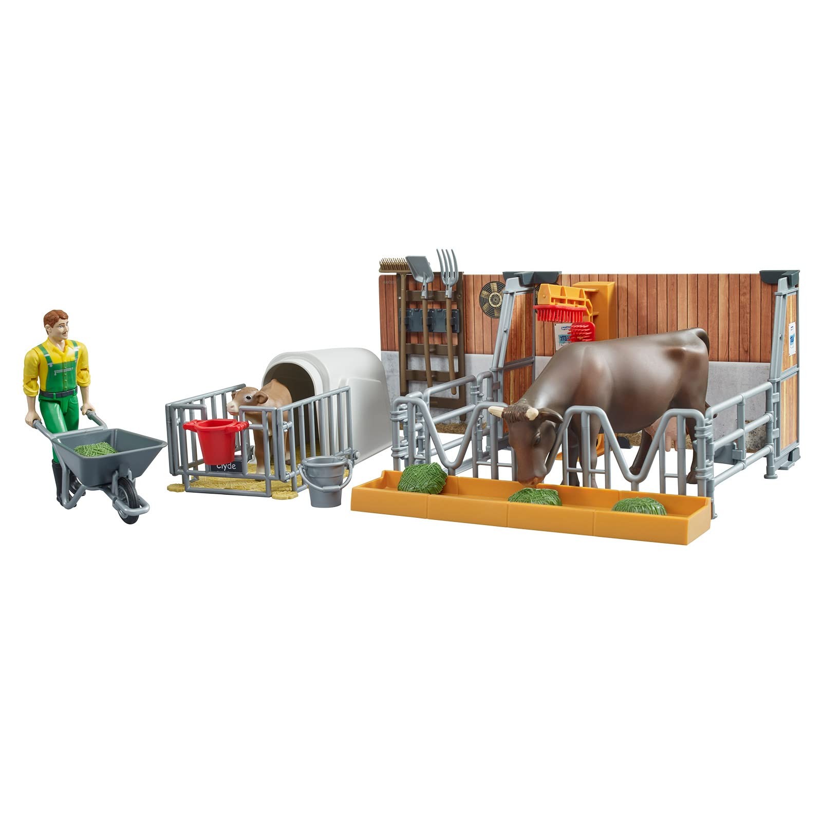 Bruder Tiere 62611 Bworld Cow and Calf Hutch with Farmer - Accessories 116 12090₽